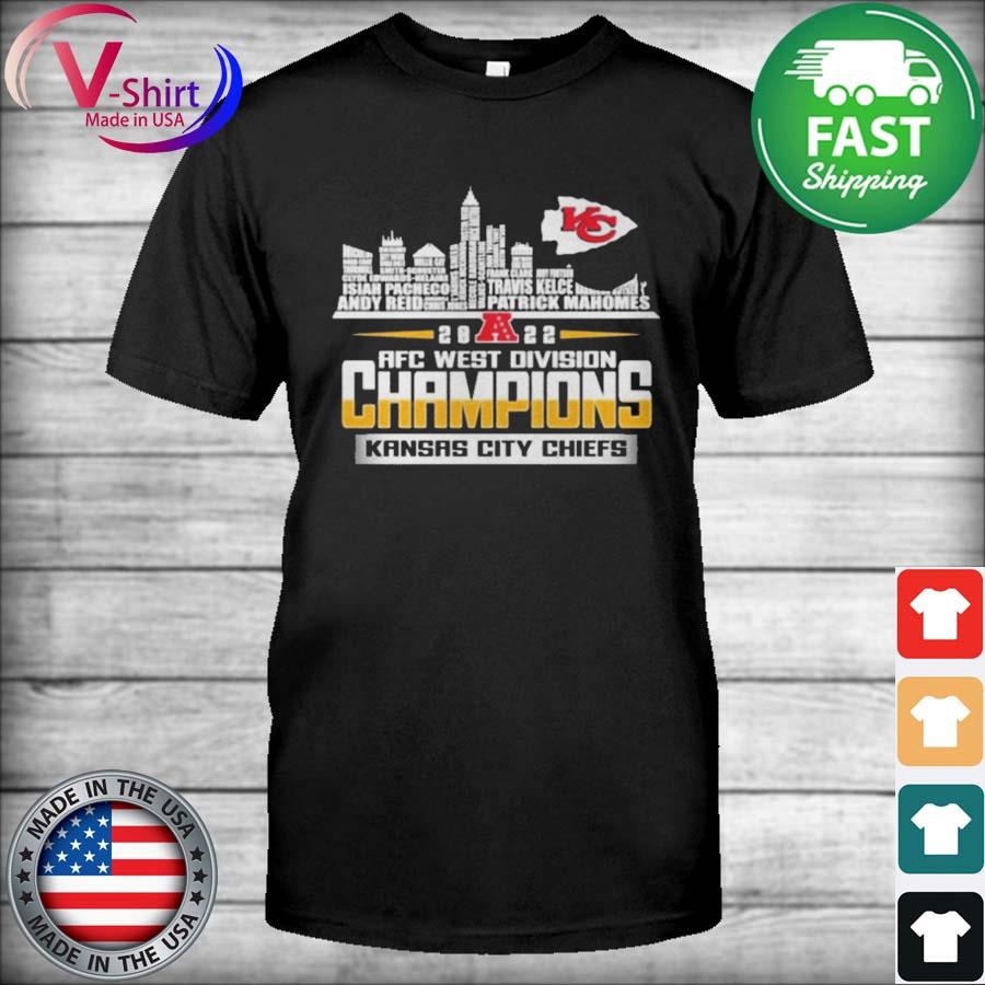 Kansas City Chiefs Player Name Skyline Afc West Division Champions 2022  shirt, hoodie, sweater and long sleeve