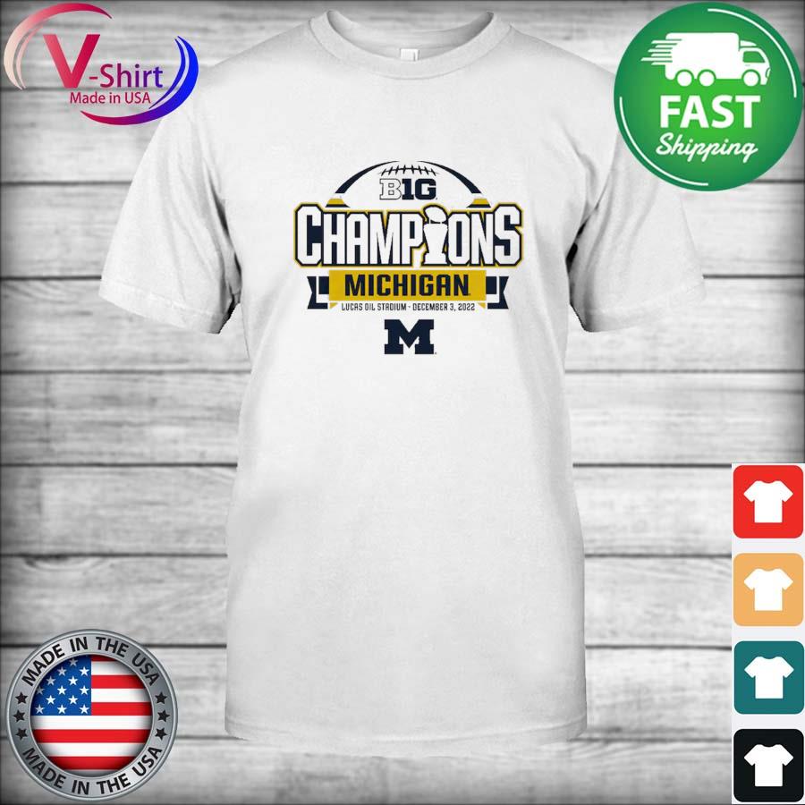 Official Men's Blue 84 White Michigan Wolverines 2022 Big Ten Football Conference Champions T-Shirt