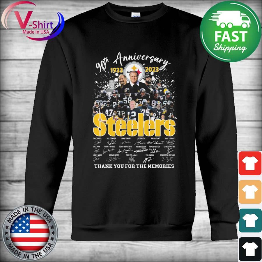 90th anniversary Pittsburgh Steelers 1933 2023 thank you for the memories  signatures shirt, hoodie, sweater, long sleeve and tank top