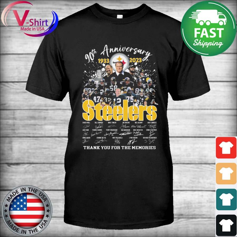 Official pittsburgh Steelers 90th Anniversary 1933-2023 Thank You For The  Memories Shirt, hoodie, sweater, long sleeve and tank top