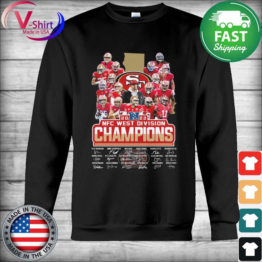 San Francisco 49ers team 2022 NFC West Division Champions signatures shirt,  hoodie, sweater, long sleeve and tank top