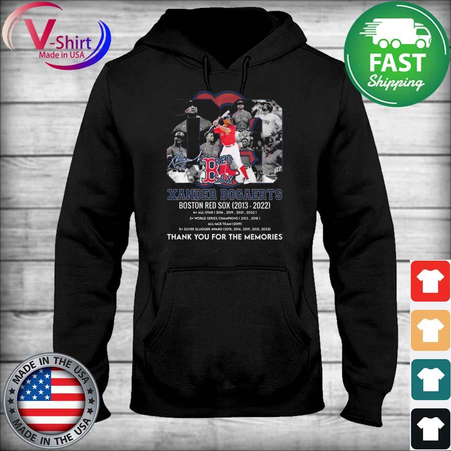 Xander Bogaerts Boston Red 2013-2022 thank you for the memories signature  shirt, hoodie, sweater, long sleeve and tank top