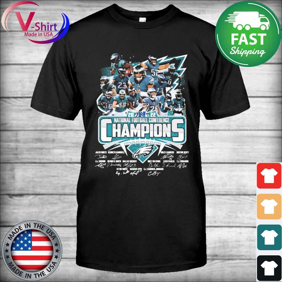 2022 National Football Conference Champions Philadelphia Eagles team signatures shirt