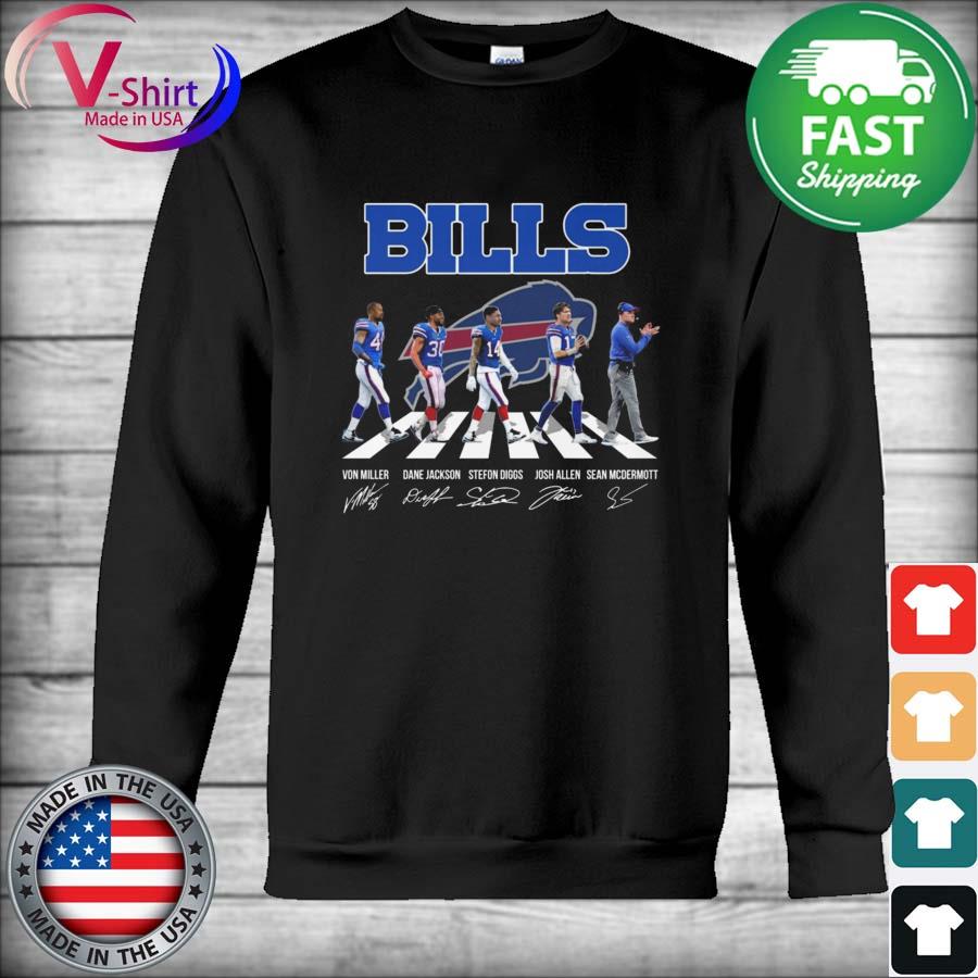 Buffalo Bills Von Miller Dane Jackson Stefon Diggs Josh Allen and Sean  Mcdermott abbey road signatures shirt, hoodie, sweater, long sleeve and  tank top