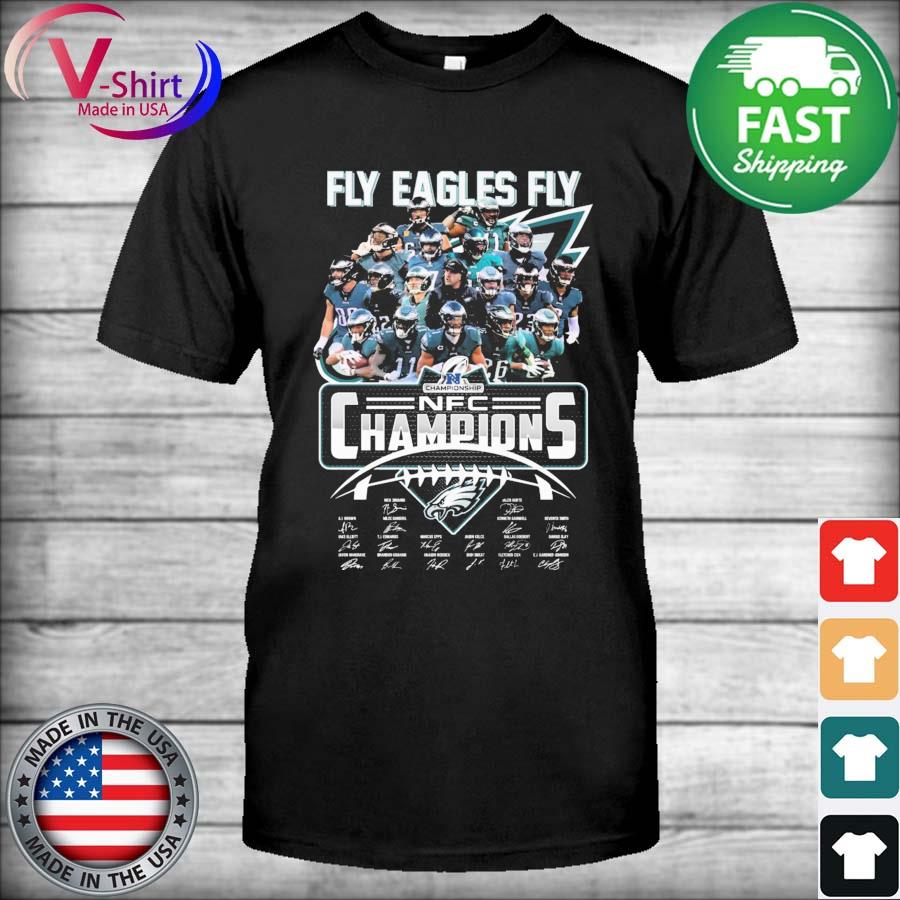 Fly Eagles Fly 2022-2023 NFC Champions Philadelphia Eagles team signatures shirt