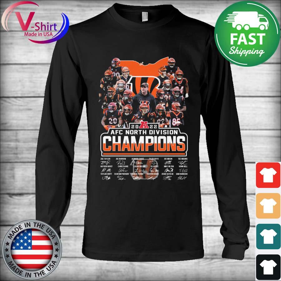 Cincinnati Bengals 2022 Afc North Division Champions 2021-2022 signatures  shirt, hoodie, sweater, long sleeve and tank top