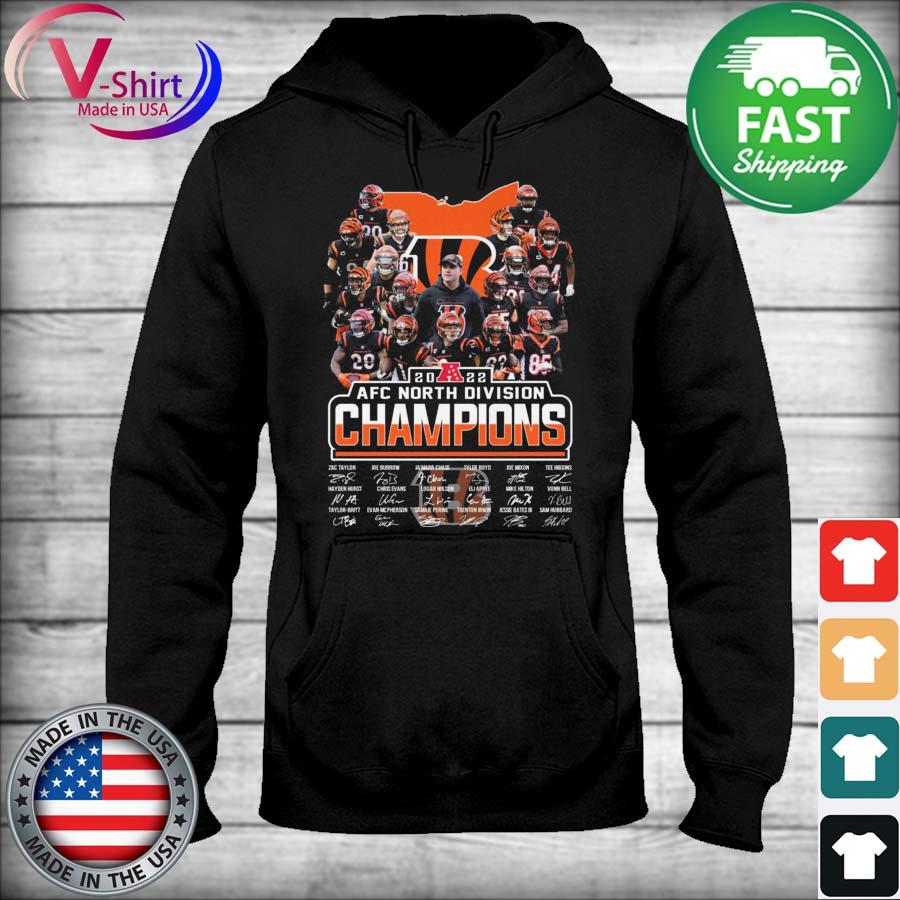 2022 Cincinnati Bengals Team Signature AFC North Division Champions T-Shirt  - REVER LAVIE