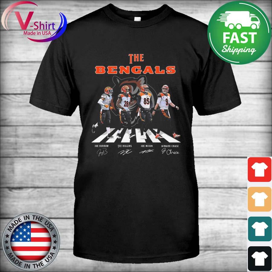 Joe Burrow Tshirt The Bengals Abbey Road Tee Higgins Mixon And Ja