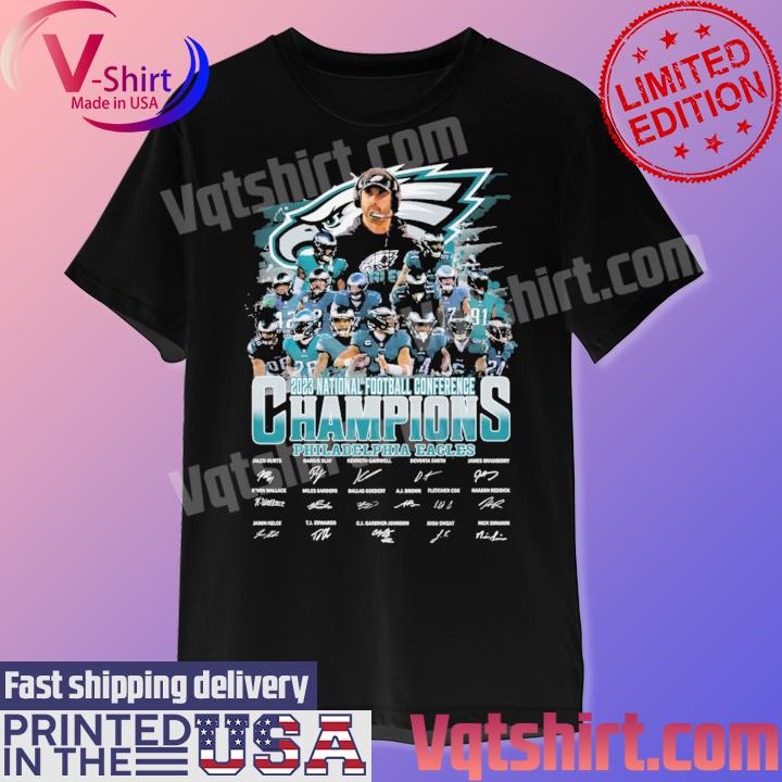 2023 National Football COnference Champions Philadelphia Eagles team Player signatures shirt