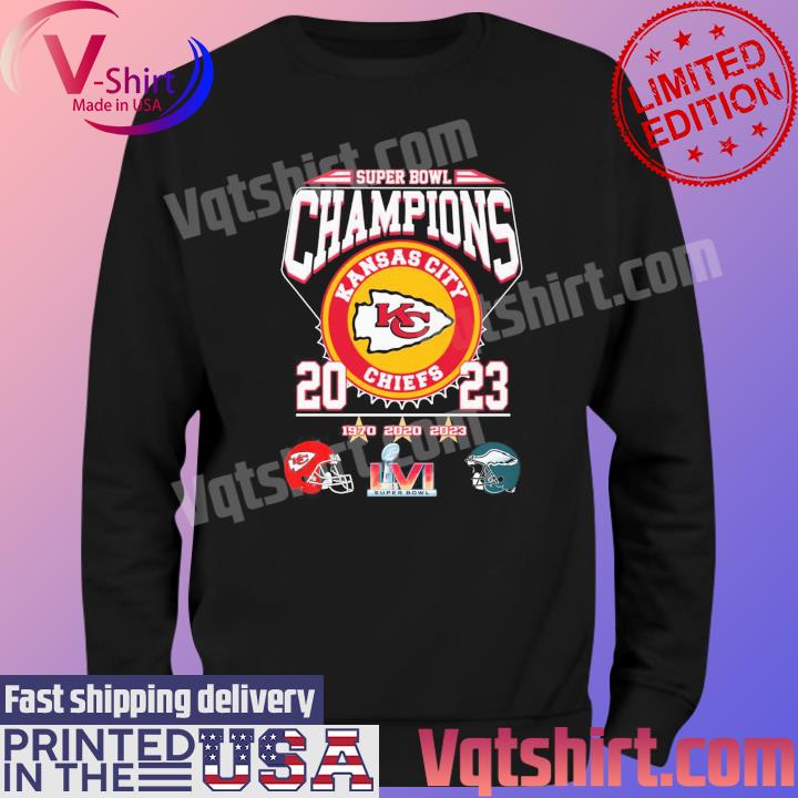 Three Time Super Bowl Champions 1970 2020 2023 Kansas City Chiefs T-Shirt -  T-shirts Low Price