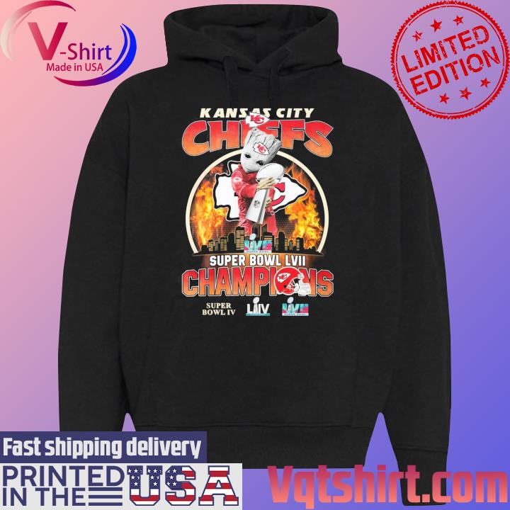 Baby Groot Hug Super Bowl Lvii Cup Kansas City Chiefs 2023 Champions T-shirt  –