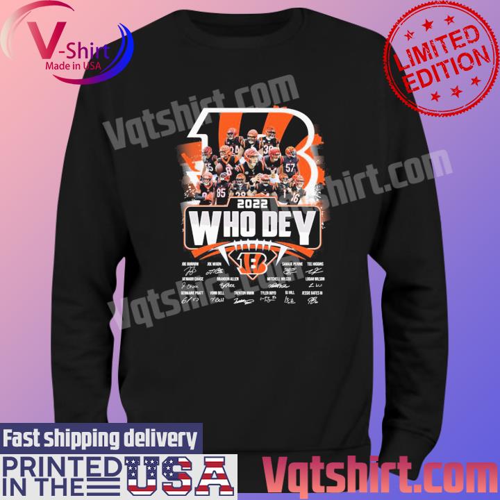 Official Cincinnati Bengals back to back playoffs who dey 2021 2022  signatures shirt, hoodie, sweater, long sleeve and tank top