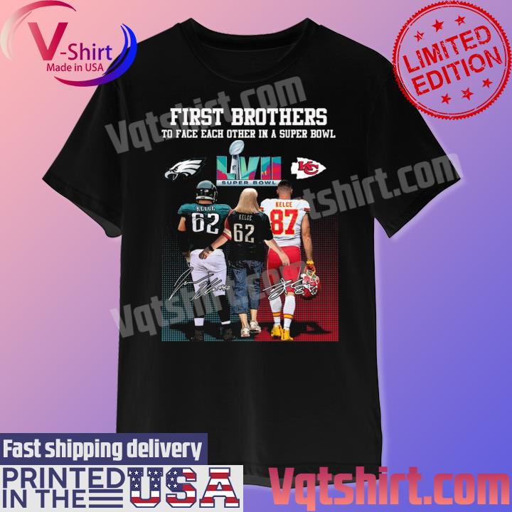 First Brothers to face each other in a Super Bowl Travis Kelce Donna Kelce and Jason Kelce signatures shirt
