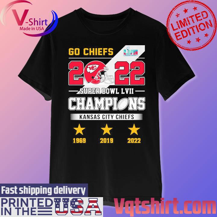 Chiefs kingdom 3x super bowl champions 1969 2019 2022 shirt