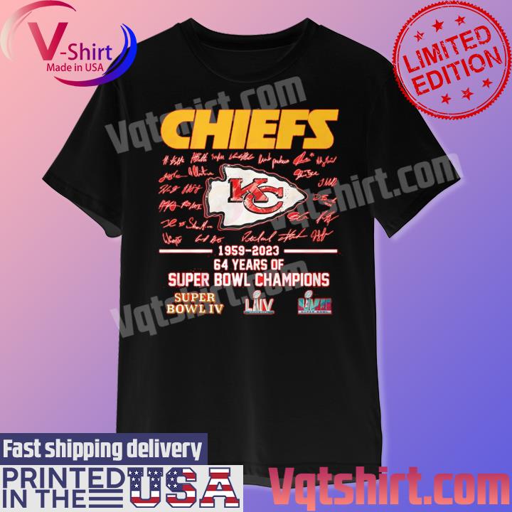 Kansas City Chiefs 1959–2023 64 Years Of Super Bowl Champions Super Bowl IV shirt