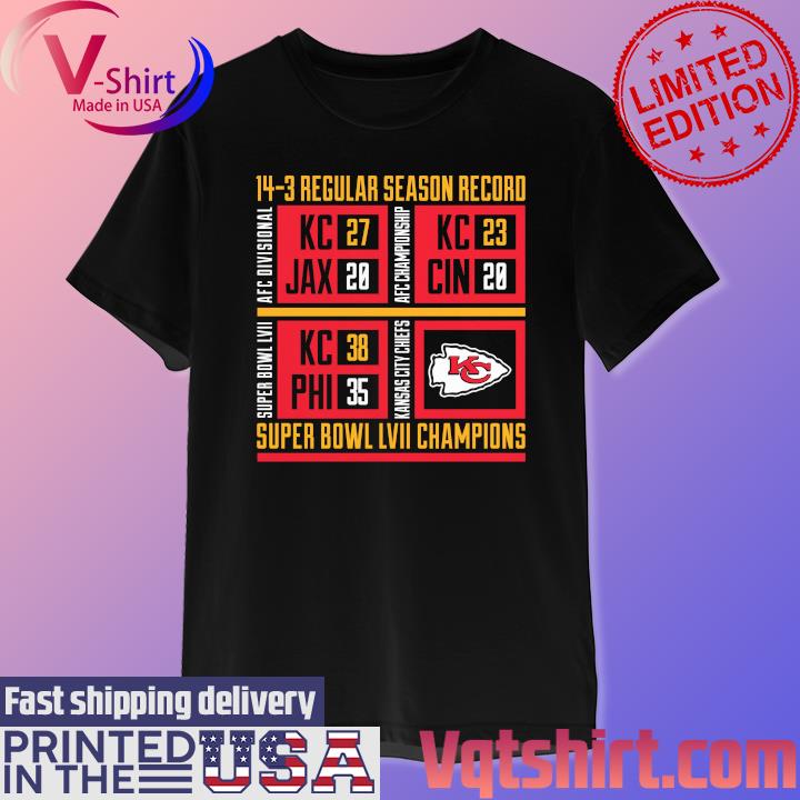 Kansas City Chiefs 14-3 Regular Season Record Super Bowl Lvii Champions  Shirt