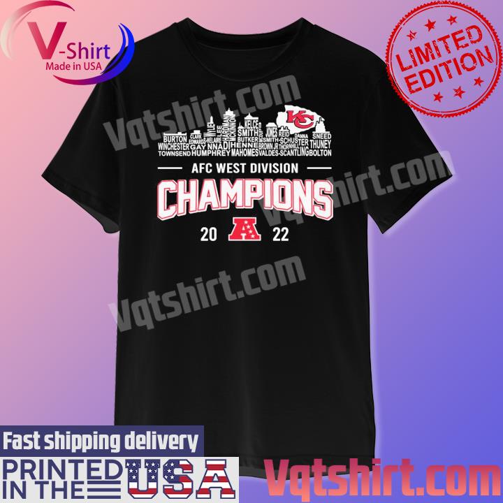 Kansas City Chiefs Name Players Skyline AFC West Division Champions 2022 T- shirt - Rosita Deal