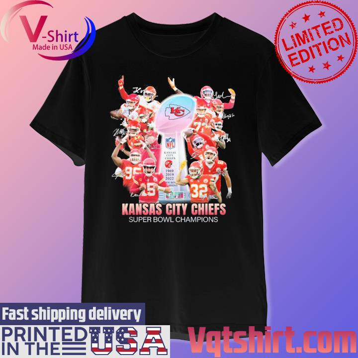 3x Super Bowl Champs Chiefs Signatures Tee, Unique Kc Chiefs Gifts