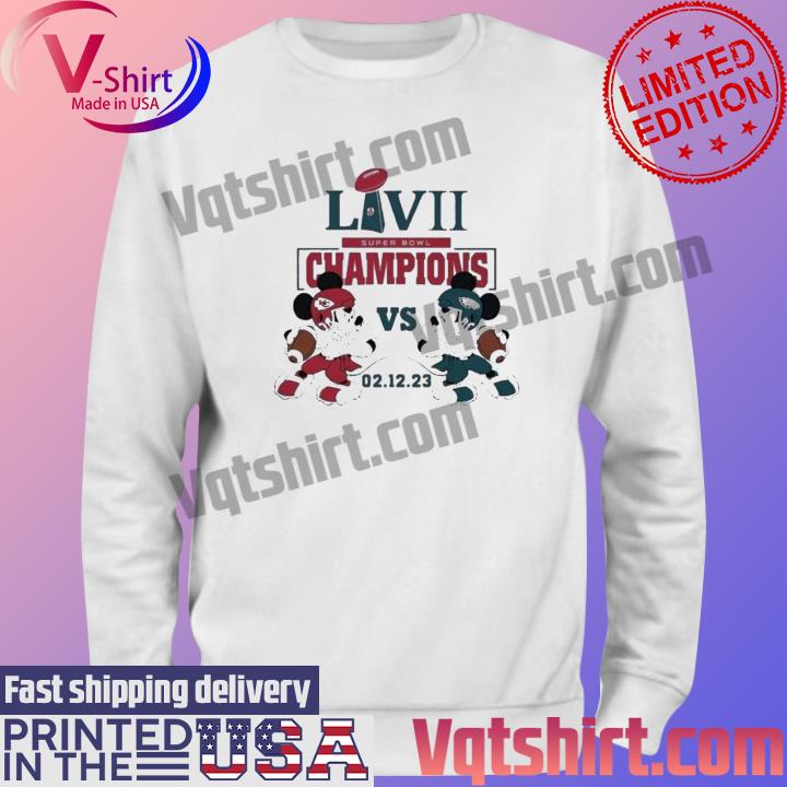 Mickey Mouse Eagles Vs Chiefs Super Bowl Lvii Champions 2023 Shirt