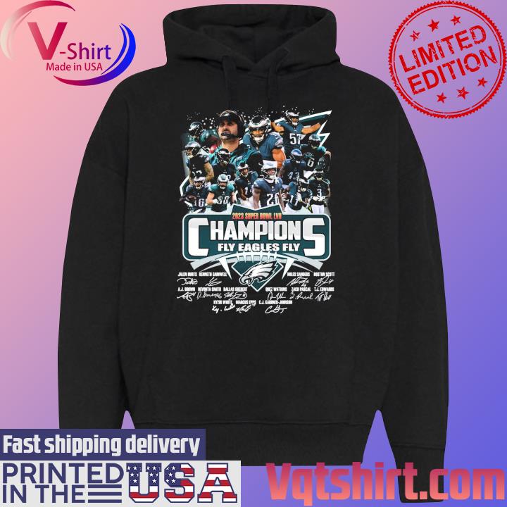 2023 Super Bowl LVII Champions fly Eagles fly Philadelphia Eagles team  signature football sport poster shirt, hoodie, sweater, long sleeve and  tank top