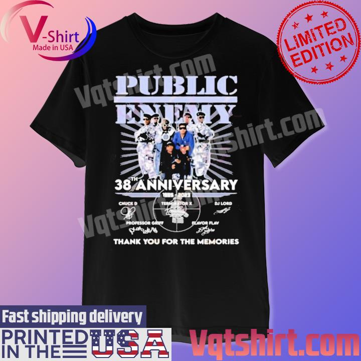 Public Enemy 38th Anniversary Thank You For The Memories signatures shirt