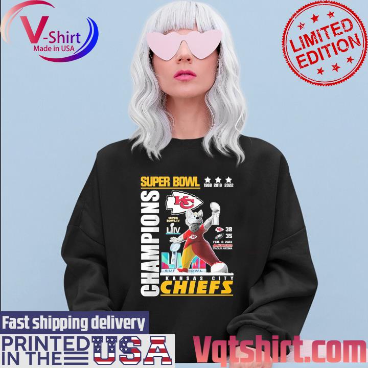 Super Bowl 1969 2019 2022 Champions Kansas City Chiefs 38 Philadelphia  Eagles 35 K. C. Wolf T-shirt,Sweater, Hoodie, And Long Sleeved, Ladies,  Tank Top