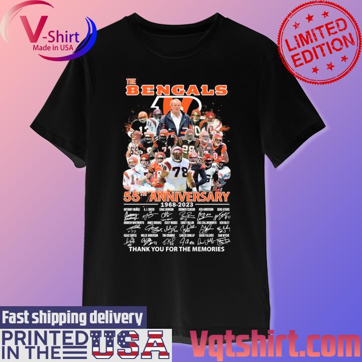 The Cincinnati Bengals 55th Anniversary 1968 2023 Thank You For The  Memories Signatures shirt, hoodie, sweater, long sleeve and tank top