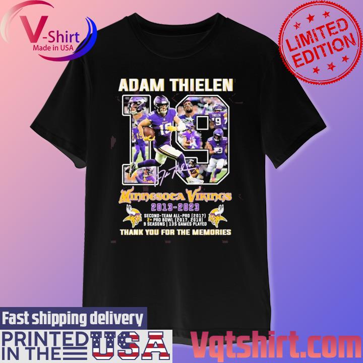 Adam Thielen Minnesota Vikings 2013-2023 Thank You For The Memories  Signature shirt, hoodie, sweater, long sleeve and tank top