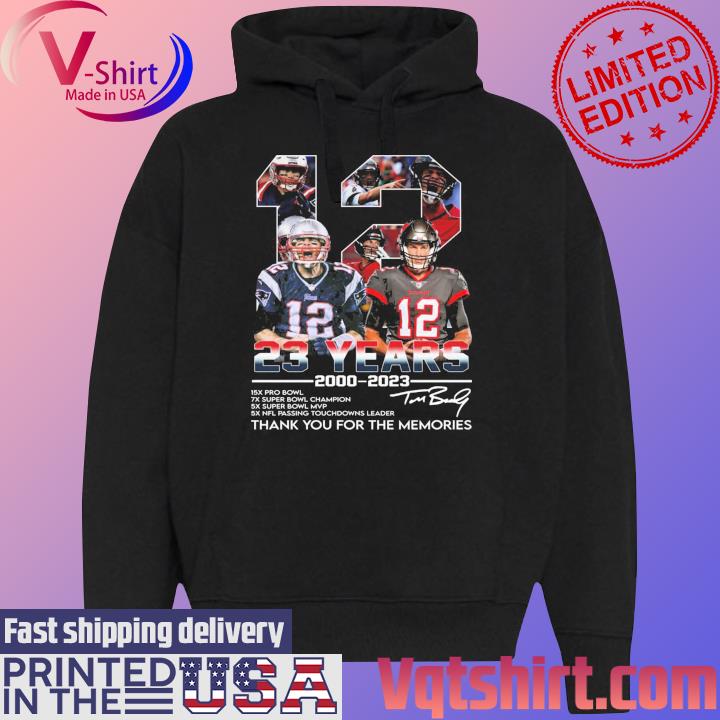 12 Tom Brady 2000 2023 thank you for the memories signatures shirt, hoodie,  sweater, long sleeve and tank top