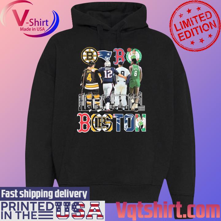 Boston Sports Teams Bobby Orr Tom Brady Ted Williams and Bill Russell  signatures shirt, hoodie, sweater, long sleeve and tank top