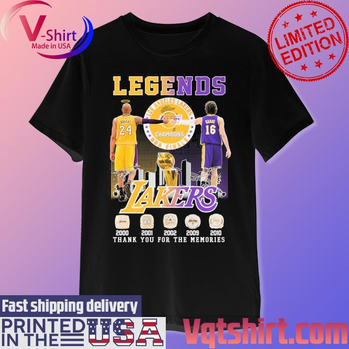Legends Kobe Bryant and Pau Gasol LA Lakers thank you for the memories  2000-2010 signatures shirt, hoodie, sweater, long sleeve and tank top