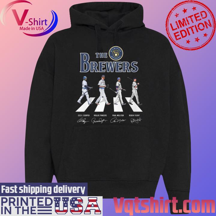 The Milwaukee Brewers Cecil Cooper Rollie Fingers Paul Molitor Robin Yount  signature Abbey Road shirt, hoodie, sweater, long sleeve and tank top