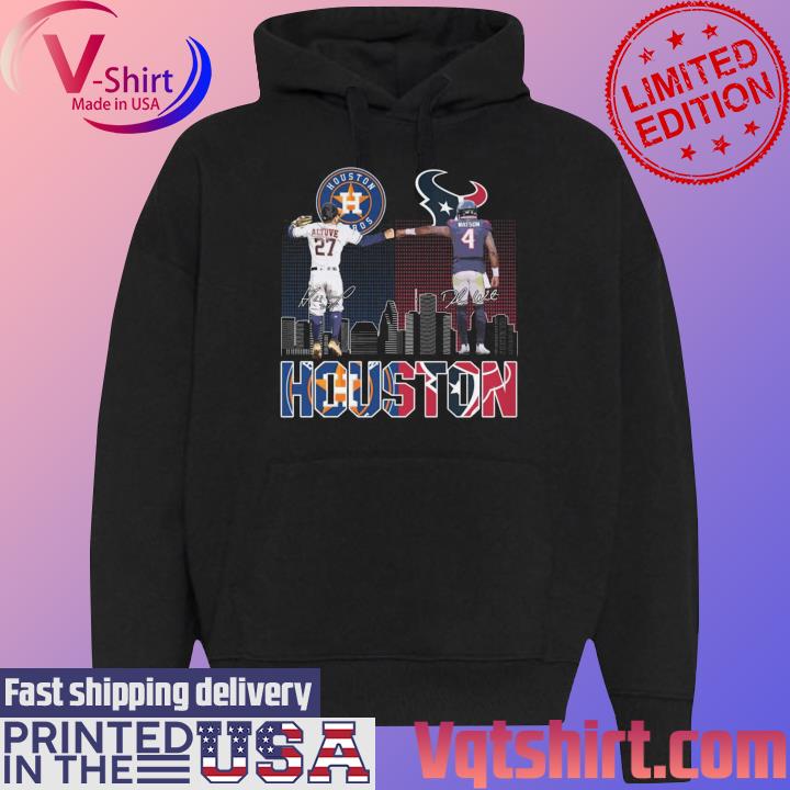 Houston Astros José Altuve and Houston Texans Deshaun Watson skyline  signatures shirt, hoodie, sweater, long sleeve and tank top