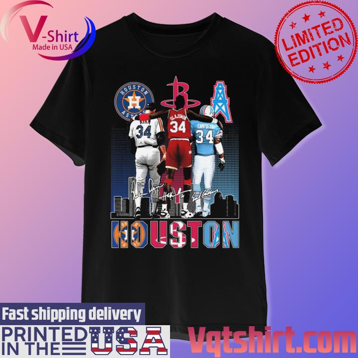 Houston Sports Skyline Andre Johnson Hakeem Olajuwon And Craig