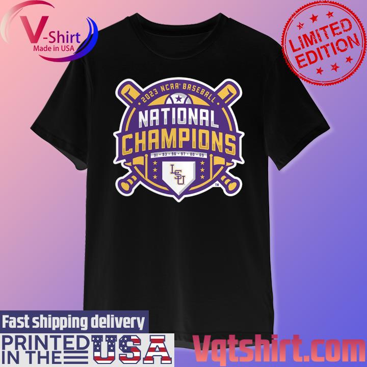 Men's Champion Gold LSU Tigers Six-Time Baseball National Champions T-Shirt