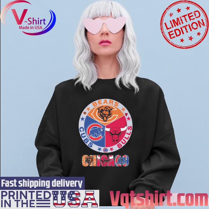 Official chicago bulls chicago bears and Chicago Cubs logo teams new design  2023 t-shirt, hoodie, sweater, long sleeve and tank top