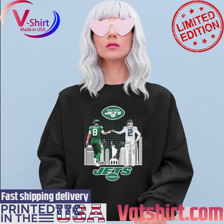 New York Jets Skyline Aaron Rodgers And Zach Wilson Signatures shirt,  hoodie, sweater, long sleeve and tank top