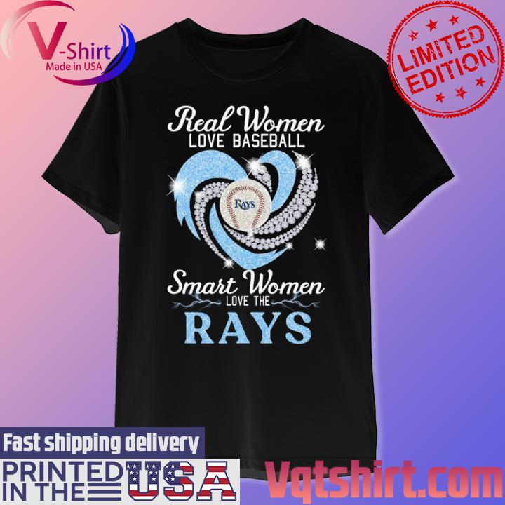 Real women love baseball smart women love the Tampa Bay Rays heart logo  shirt, hoodie, sweater, long sleeve and tank top