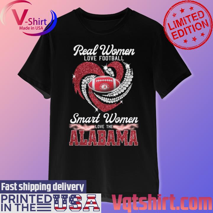 Real women love football smart women love the Alabama diamond heart shirt,  hoodie, sweater, long sleeve and tank top