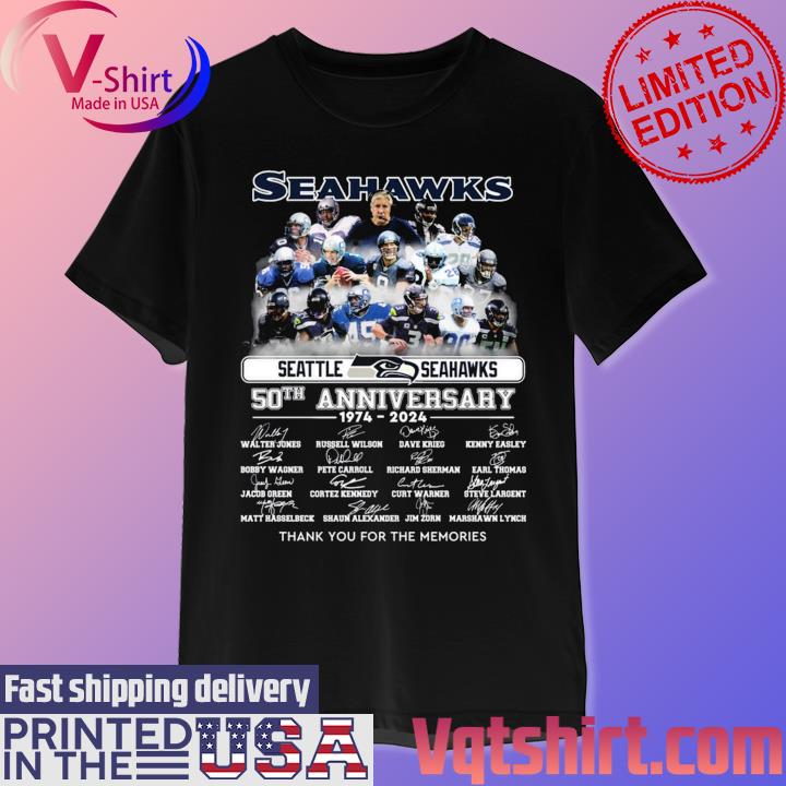 Seattle Seahawks 50th Anniversary 1974-2024 Thank You For The Memories  Shirt, hoodie, sweater, long sleeve and tank top