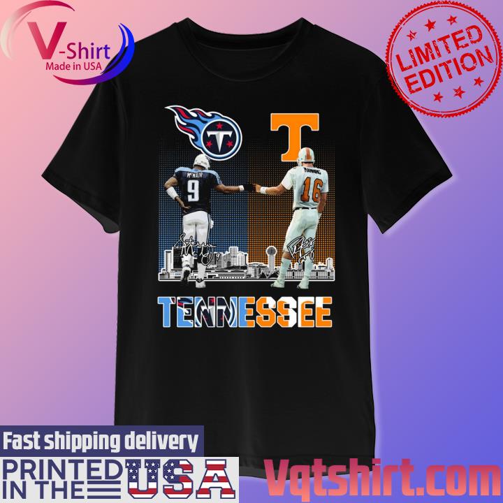 Official Steve McNair and Peyton Manning Tennessee City Champions  signautres shirt - Limotees