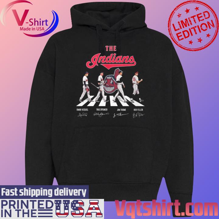 The Indians Omar Vizquel Tris Speaker Jim Thome Bob Feeler abbey road  signatures shirt, hoodie, sweater, long sleeve and tank top