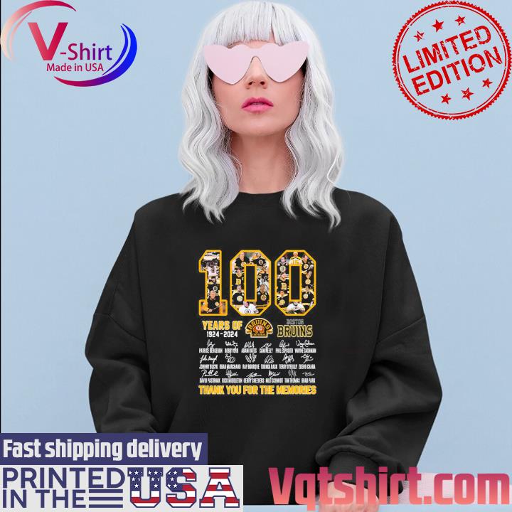 Boston Bruins 100 Years Of 1924 2024 Thank You For The Memories Signatures  Shirt, hoodie, sweater, long sleeve and tank top