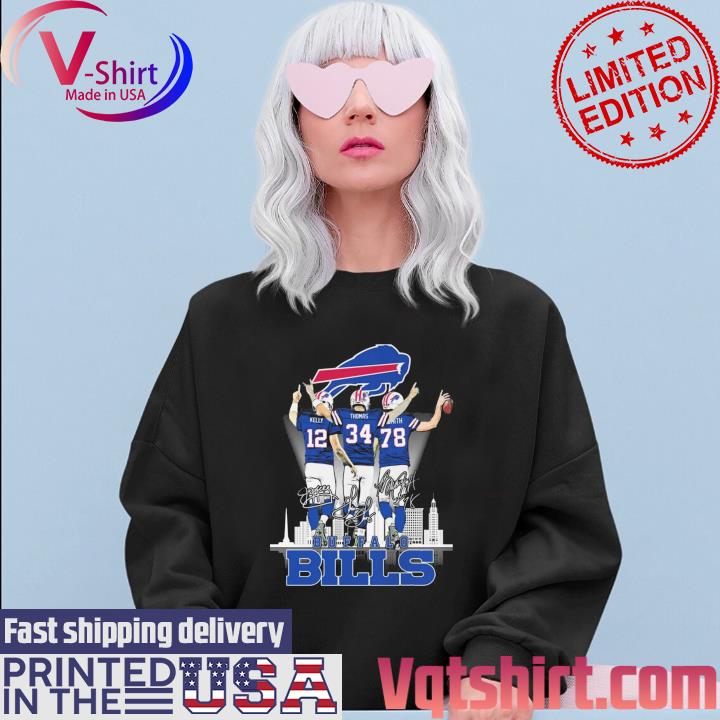 Buffalo Bills City Jim Kelly Thurman Thomas and Bruce Smith signatures shirt,  hoodie, longsleeve, sweatshirt, v-neck tee