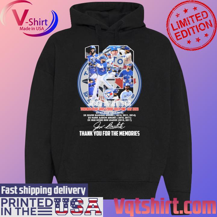 DNV awesome Toronto Blue Jays Jose Bautista Thank You For The Memories  Signature art design T-shirt, hoodie, sweater, long sleeve and tank top