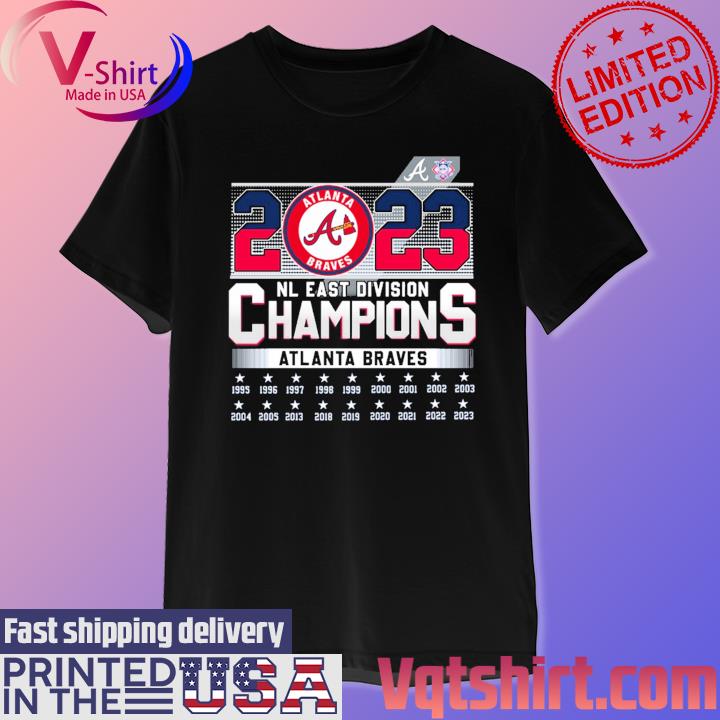 Official Nl east Division champions atlanta braves 2023 1995-2023 T-shirt,  hoodie, tank top, sweater and long sleeve t-shirt