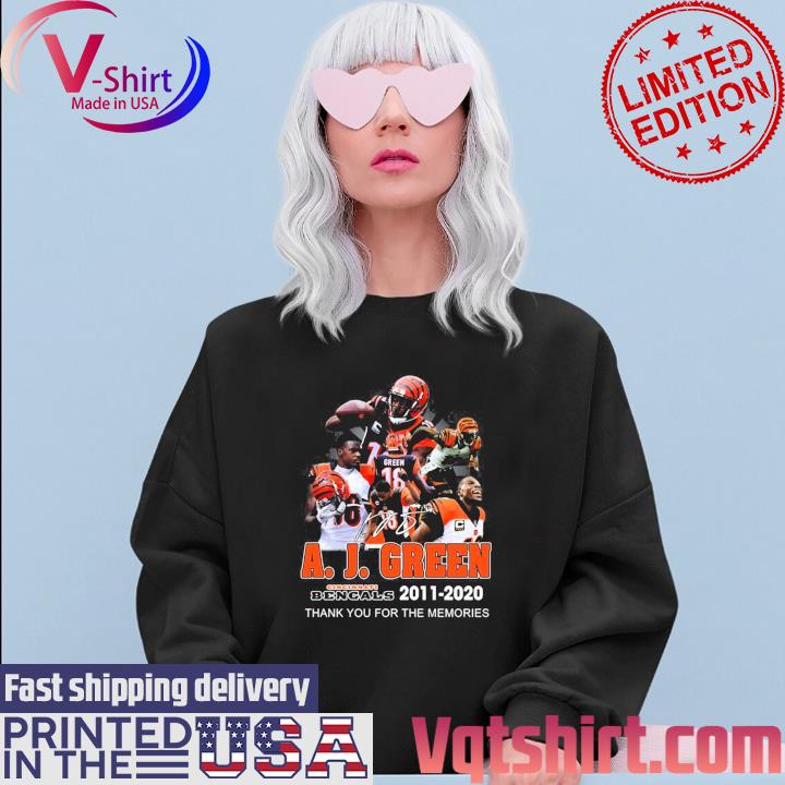 Official A. j. green cincinnatI bengals thank you for the memories  signature T-shirt, hoodie, tank top, sweater and long sleeve t-shirt