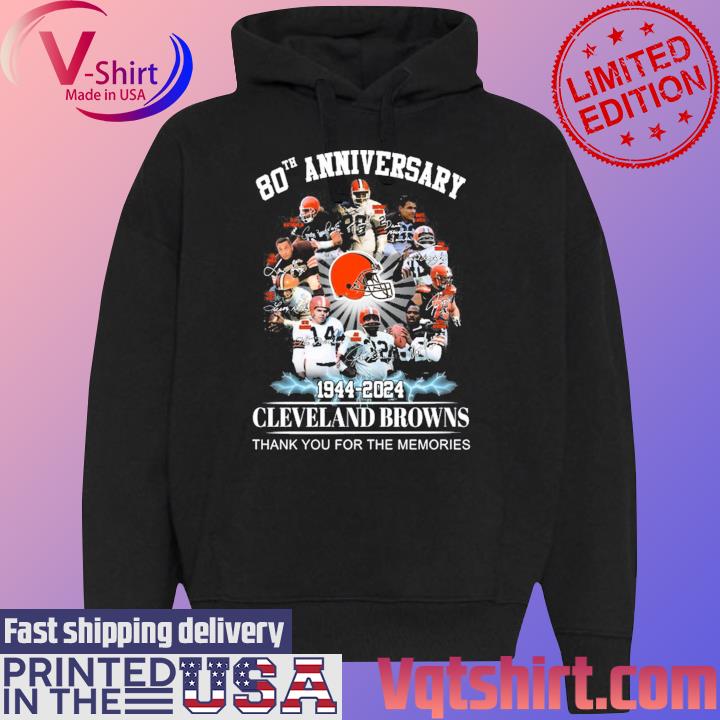 80th Anniversary 1944 – 2024 Cleveland Browns Thank You For The Memories  Signatures shirt, hoodie, sweater, long sleeve and tank top