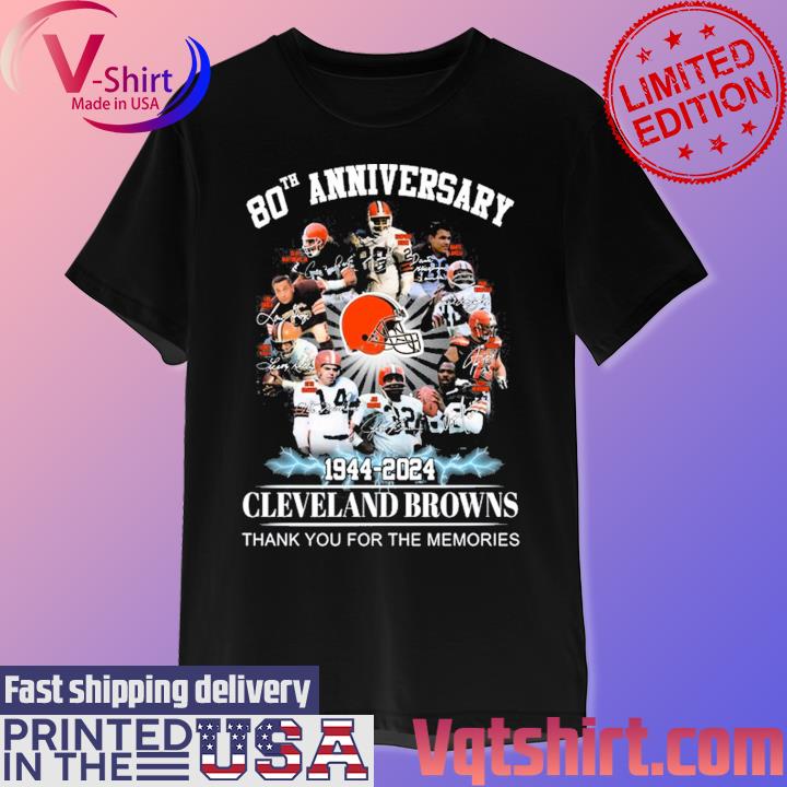 Funny Cleveland Browns 75th anniversary 1946 2021 signatures thank you for  the memories shirt, hoodie, sweater, long sleeve and tank top