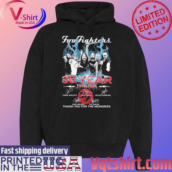 Foo Fighters 30 Years 1994 – 2024 Thank You For The Memories Signatures Shirt Black Hoodie